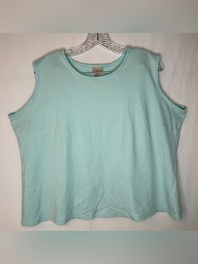 L.L. Bean Women’s 100% Supima Cotton Sleeveless Top Aqua Blue Size 2X